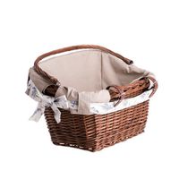 Kosz rowerowy brązowy z obszyciem i skórzanymi paskami 46x34 H23/28 cm uniwersalny