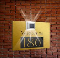 ZŁOTA TABLICZKA ADRESOWA nierdzewna oświetlona lampka numer działki 30x20