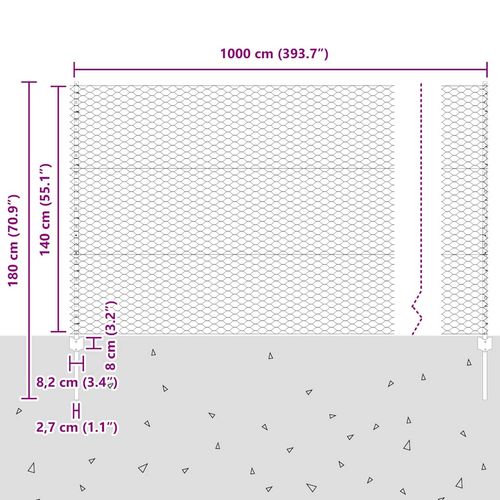 Ogrodzenie z słupkami Zielony 1.4 x 10 m Stal na Arena.pl