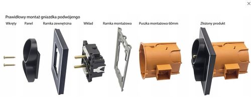 GNIAZDO PODWÓJNE SZKLANE GNIAZDKO Z BOLCEM CZARNE B-LINE ELEKTRYCZNE SZKŁO na Arena.pl