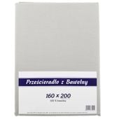 Prześcieradło bawełniane bez gumki 160x200 noris popielate