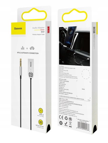 Adapter audio Bluetooth 5.0 Baseus USB, AUX czarny zdjęcie 5