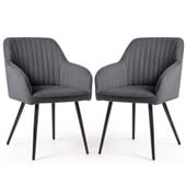 2x Krzesło welurowe tapicerowane do salonu FLORENCE Ciemny Grafit Czarne