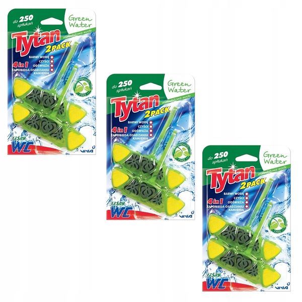 3 x KOSTKA DO WC 4w1 TYTAN GREEN WATER 2x40g zdjęcie 1
