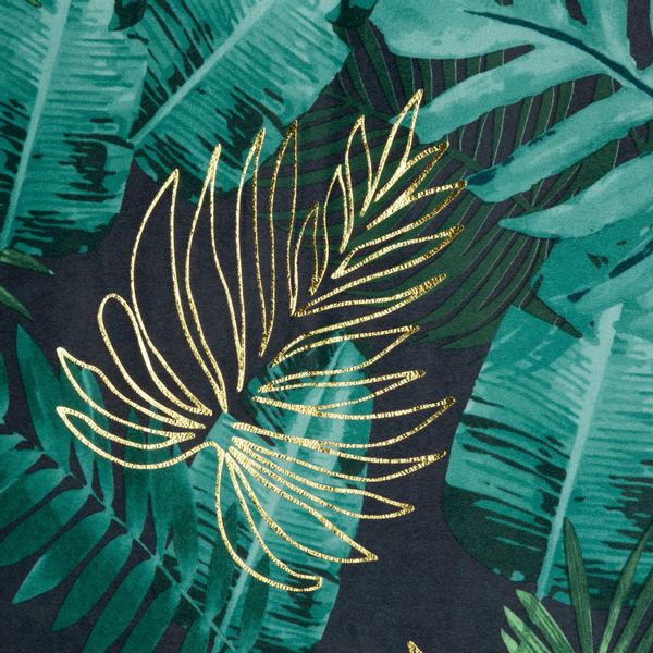 Zasłona gotowa na przelotkach DAVOS 140x250 czarno zielona w liście zdjęcie 5