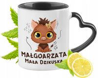 Kubek Czarny Z Uszkiem W Kształcie Serca Dla Małgorzaty Idealny Na Prezent