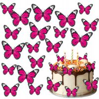 DUŻE MOTYLE WAFLOWE MOTYLKI 3D KOLOROWE MIX NA TORT 23szt DEKORACJA JADALNA