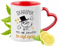 Kubek Czerwony Z Uszkiem W Kształcie Serca Dla Skarbnika Na Prezent