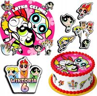 ZESTAW OPŁATEK NA TORT 20CM + 17 POSTACI - ATOMÓ.WKI + IMIĘ 15CM 18CM