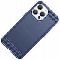 elastyczne etui wzór karbon do iphone 15 pro carbon case - niebieskie