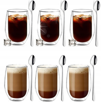 DUŻE SZKLANKI TERMICZNE KAWY LATTE WODY SOKU AMO 400 ml + ŁYŻECZKI AMEFA