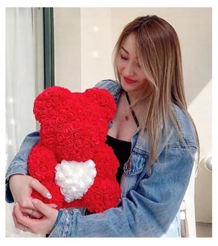 CZERWONY MIŚ Z BIAŁYM SERCEM 40cm + PŁATKI + BOX na Arena.pl