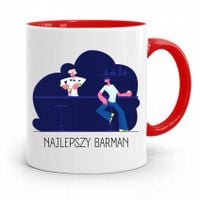 Kubek Czerwony Prezent Dla Najlepszego Barmana Z Nadrukiem Ze Zdjęciem