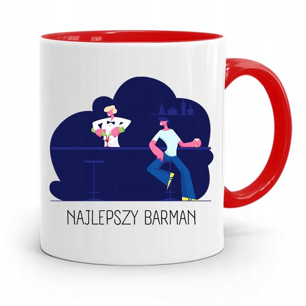Kubek Czerwony Prezent Dla Najlepszego Barmana Z Nadrukiem Ze Zdjęciem zdjęcie 1