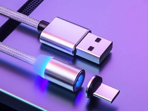 MAGNETYCZNY SREBRNY KABEL 3W1 ŁADOWAIE MICRO TYP- C USB LIGHTNING 1M na Arena.pl