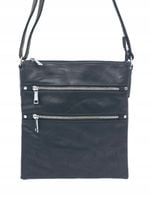 Torebka listonoszka dwie kieszonki na zamek czarny T-8831#