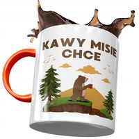 Kubek Pomarańczowy Śmieszny Kawy Misie Chce Z Nadrukiem Ze Zdjęciem