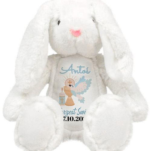 Miś Przytulanka Maskotka Króliczek Prezent Na Chrzest Święty IMIĘ DATA na Arena.pl