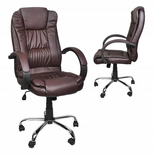 fotel biurowy skóra eko - brązowy malatec na Arena.pl