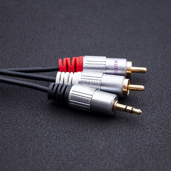 Qoltec Kabel 2x RCA / Mini Jack 3.5mm męski | 2m | Czarny zdjęcie 2