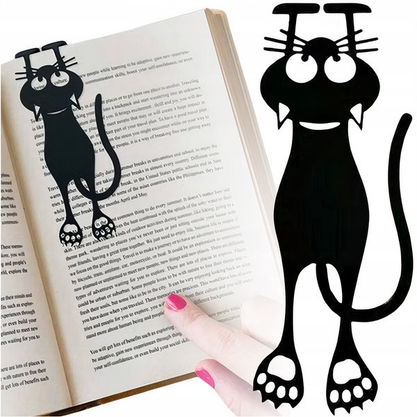 Zakładka Do Książki Unikalna Kotek Zabawna Czarny Kot Urocza Prezent zdjęcie 4