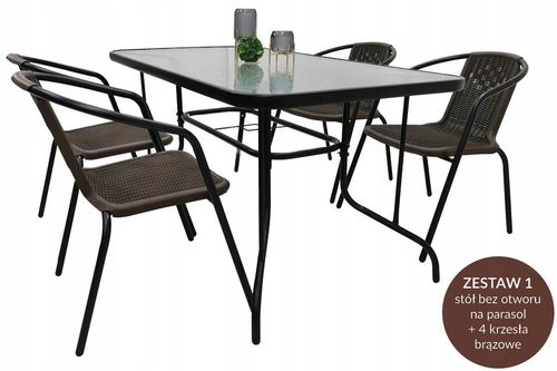ZESTAW MEBLI OGRODOWYCH BALKON TARAS STÓŁ 120x70+ 4x KRZESŁA LORETTO MIX na Arena.pl
