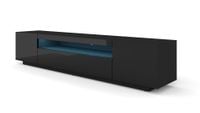 Szafka RTV 200 czarny mat (korpus) / czarny połysk (fronty) + LED