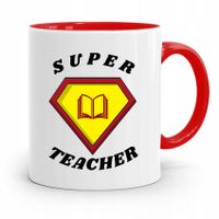 Kubek Czerwony Na Dzień Nauczyciela Super Teacher Z Nadrukiem Ze Zdjęciem