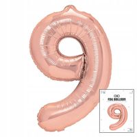 BALON FOLIOWY CYFRĄ CYFERKA 9 ROSE GOLD NA IMPREZE URODZINOWĄ 40cm