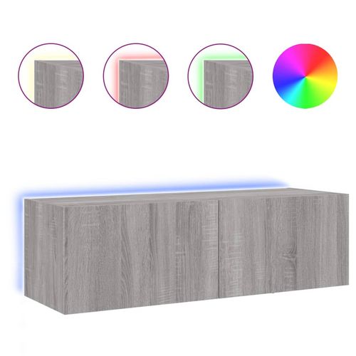 Ścienna szafka TV z LED, szary dąb sonoma, 100x35x31 cm na Arena.pl