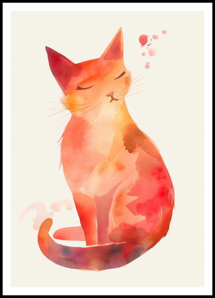 Plakat 70x100cm Akwarelowy Kot zdjęcie 3