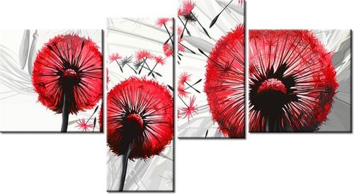 100 55CM OBRAZ 4 ELEM DMUCHAWCE CZERWIENI PŁÓTNO DRUK na Arena.pl