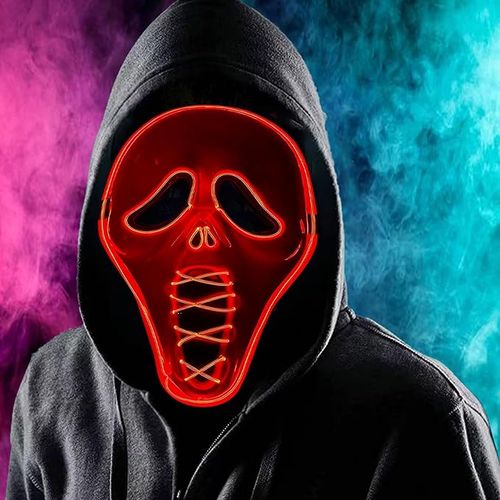 Maska Halloween LED Krzyk Ghost Scream Świecąca Straszna 3 Tryby Gąbka na Arena.pl