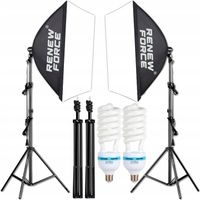 SOFTBOX LAMPA DO FOTOGRAFII ZDJĘĆ STATYW 2M STUDYJNY 40x40 2 szt ŻARÓWKI