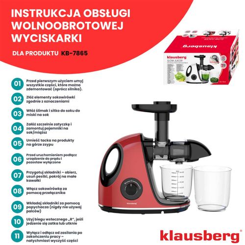 sokowirówka wyciskarka wolnoobrotowa klausberg kb-7865 na Arena.pl