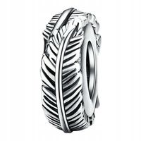 Zawieszka SREBRO 925 Charms Koralik Stoper Bloker Separator Liść Boho