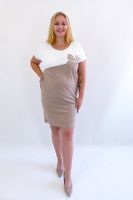 Elegancka Sukienka z Kieszeniami Beżowo-Kremowa UNI