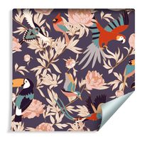 Tapeta do Kuchni Piękne Tropikalne Rośliny Ptaki Papugi Tukany