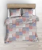 Pościel z kory 160x200 wzór bordowa granatowa kratka patchwork