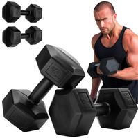 Zestaw Hantli Hantle Bitumiczne Ciężarki do Ćwiczeń Fitness Siłownia 2x 5kg