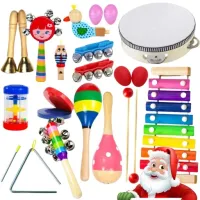 ZESTAW DREWNIANYCH INSTRUMNETÓW MUZYCZNYCH CYMBAŁKI TRÓJKĄT 18 EL. + TORBA