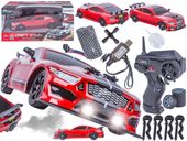 DUŻY Samochód Do Driftu Auto RC Drift 1:16 2,4 GHz PARA DYM Mustang 4WD Czerwony LED