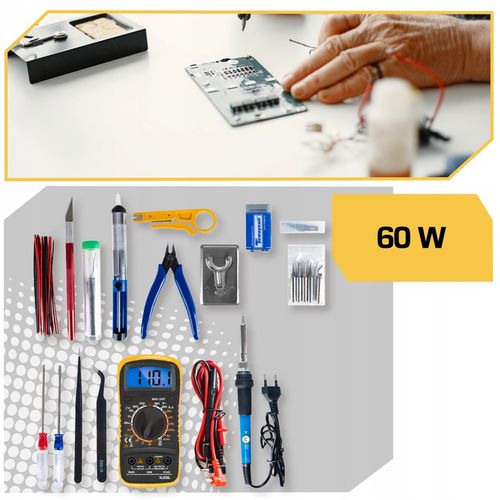 Lutownica ZESTAW NARZĘDZI DO LUTOWANIA 40 ELEMENTÓW MULTIMETR 6 GROTÓW na Arena.pl