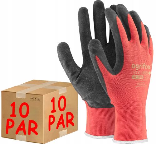 rękawice robocze czerw-czarne 9-l ox-lateks_cb9 - 10 szt. na Arena.pl