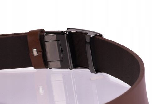 SKÓRZANY Pasek AUTOMAT garnitur jeans BRĄZ na Arena.pl