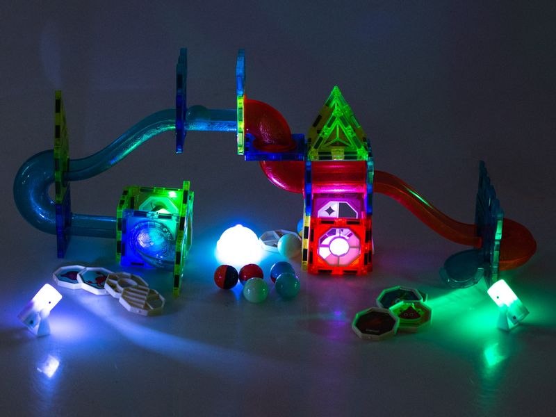 Klocki magnetyczne marble tor kulkowy świecący 75 elementów zdjęcie 3