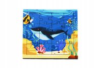 Drewniana kolorowa układanka dla dzieci Zabawka PUZZLE OCEAN 16 el.