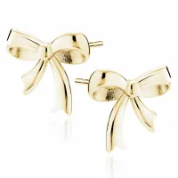 DELIKATNE POZŁACANE SREBRNE KOLCZYKI GŁADKIE WSTĄŻKI KOKARDKI KOKARDY