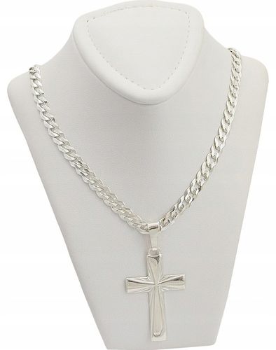 Łańcuszek Męski Srebrny Pancerka 5,00 mm z Krzyżykiem pr 925 Grawer Gratis na Arena.pl