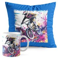 ZESTAW KUBEK + PODUSZKA NIEBIESKA - ROWER BMX MTB SPORT